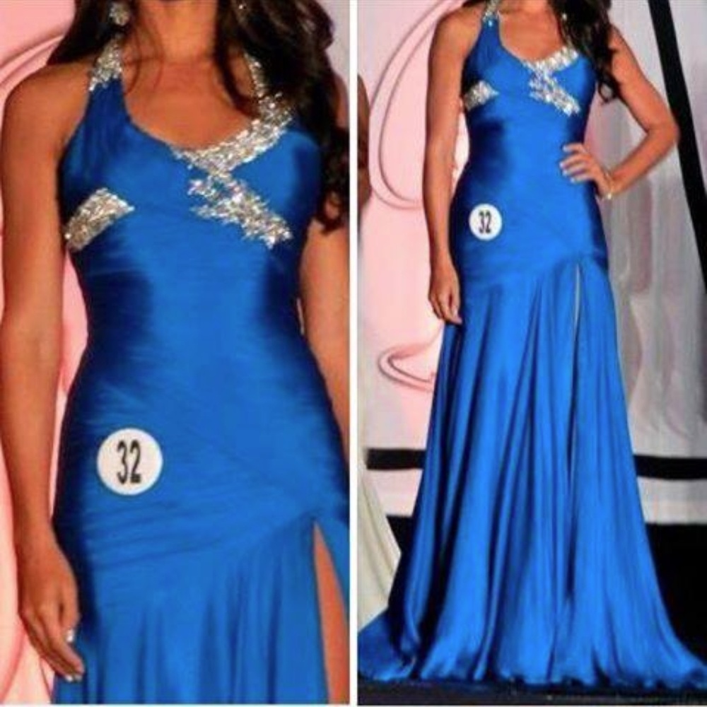 Sherri Hill Blue and Silver Prom Dress